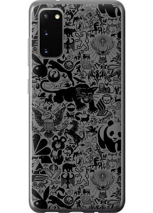 Чохол силіконовий на телефон samsung galaxy s20 чорно-сірий стікер бомбінг "2432u-1824-58250"