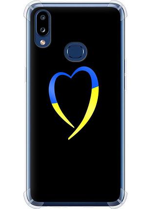 Чохол силіконовий протиударний с посиленими кутами патріотичний на телефон samsung galaxy a10s a107f жовто-блакитне серце