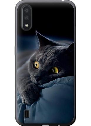 Чехол силиконовый на телефон samsung galaxy a01 a015f дымчатый кот "825u-1842-58250"