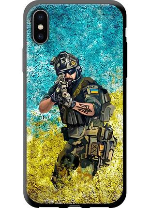 Чехол tpu патриотический на телефон iphone x воин зсу "5311b-1050-58250"
