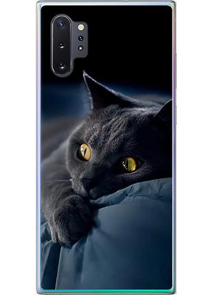 Чехол 2d пластиковый на телефон samsung galaxy note 10 plus дымчатый кот "825t-1756-58250"