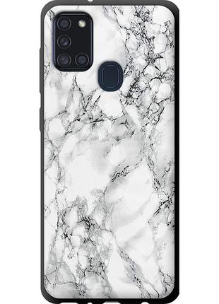 Чехол tpu на телефон samsung galaxy a21s a217f мрамор белый "4480b-1943-58250"