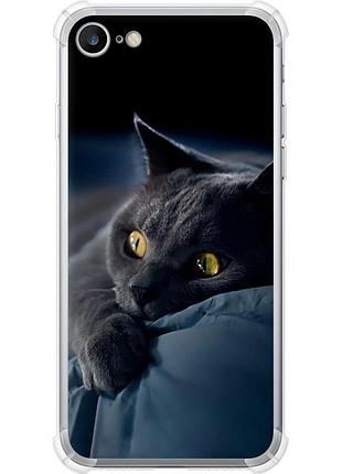 Чехол силикон с усиленными углами на телефон iphone 7 дымчатый кот "825sp-336-58250"
