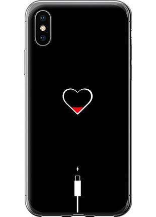 Чехол силиконовый на телефон iphone x подзарядка сердца "4274u-1050-58250"