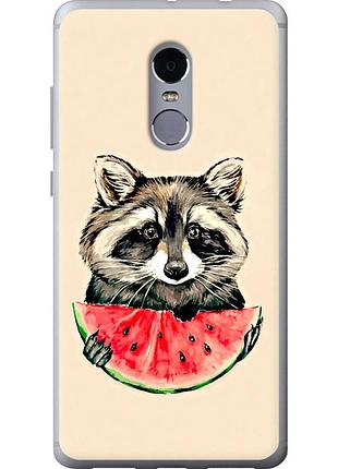 Чохол силіконовий на телефон xiaomi redmi note 4 єнотик з кавуном "4605u-352-58250"