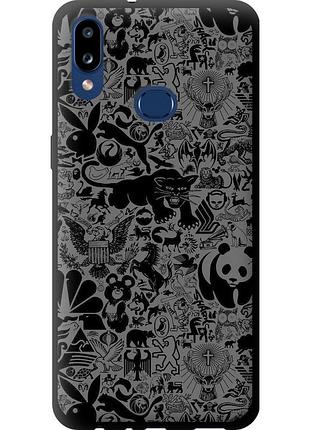 Чехол tpu на телефон samsung galaxy a10s a107f чёрно-серый стикер бомбинг "2432b-1776-58250"
