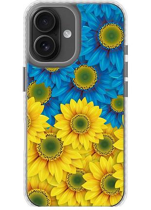 Чехол чехол bumper патриотический на телефон iphone 16 жёлто-голубые цветы "1048pc-3709-58250"