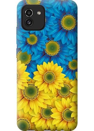 Чехол силиконовый патриотический на телефон samsung galaxy a03 a035f жёлто-голубые цветы "1048u-2499-58250"