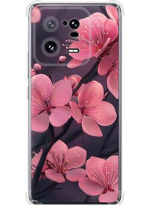 Чохол силіконовий протиударний с посиленими кутами на телефон xiaomi 13 pro пурпурова сакура "6075sp-2959-58250"