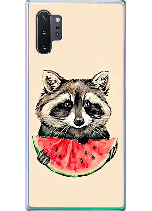 Чехол 2d пластиковый на телефон samsung galaxy note 10 plus енотик с арбузом "4605t-1756-58250"