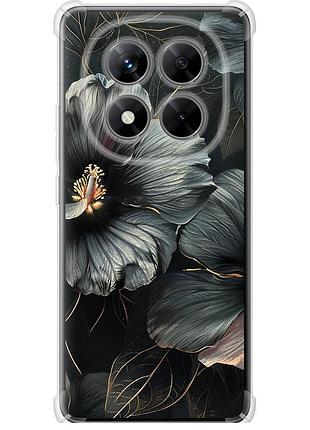 Чехол силикон с усиленными углами на телефон xiaomi redmi note 14 pro 5g черные цветы "6031sp-3928-58250"