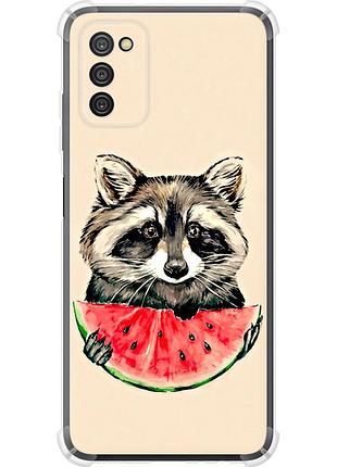 Чохол силіконовий протиударний с посиленими кутами на телефон samsung galaxy a03s a037f єнотик з кавуном "4605sp-2381-58250"