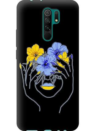 Чехол tpu патриотический на телефон xiaomi redmi 9 девушка v4 "5276b-2019-58250"