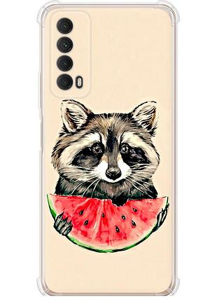 Чехол силикон с усиленными углами на телефон huawei p smart 2021 енотик с арбузом "4605sp-2100-58250"