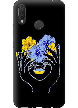 Чехол tpu патриотический на телефон huawei p smart plus девушка v4 "5276b-1555-58250"