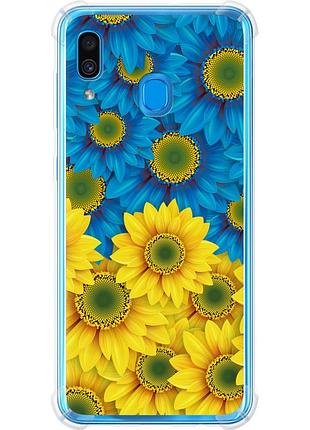Чехол силикон с усиленными углами патриотический на телефон samsung galaxy a30 2019 a305f жёлто-голубые цветы "1048sp-1670-58250"