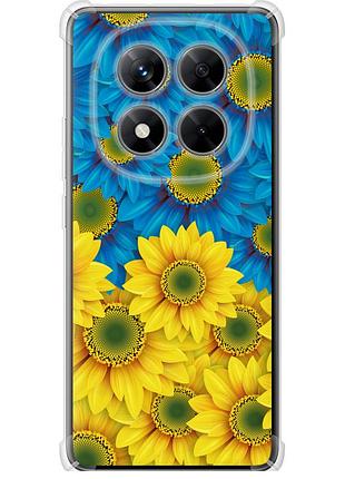 Чехол силикон с усиленными углами патриотический на телефон xiaomi redmi note 14 pro 5g жёлто-голубые цветы "1048sp-3928-58250"