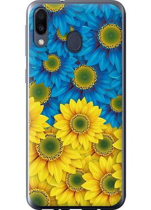 Чохол силіконовий патріотичний на телефон samsung galaxy m20 жовто-блакитні квіти "1048u-1660-58250"