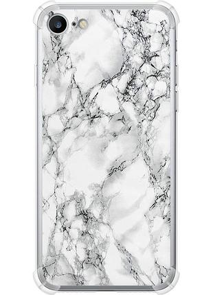 Чехол силикон с усиленными углами на телефон iphone 7 мрамор белый "4480sp-336-58250"