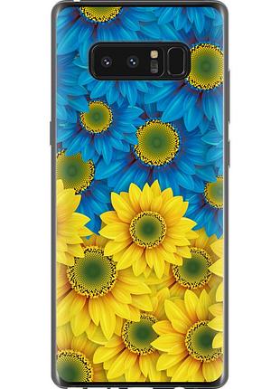 Чехол 2d пластиковый патриотический на телефон samsung galaxy note 8 жёлто-голубые цветы "1048t-1020-58250"