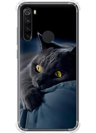 Чохол силіконовий протиударний с посиленими кутами на телефон xiaomi redmi note 8 димчастий кіт "825sp-1787-58250"