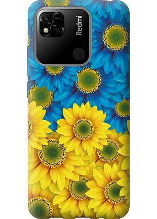 Чехол 2d пластиковый патриотический на телефон xiaomi redmi 9c жёлто-голубые цветы "1048t-2035-58250"