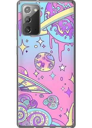 Чехол 2d пластиковый на телефон samsung galaxy note 20 розовая галактика "4146t-2036-58250"