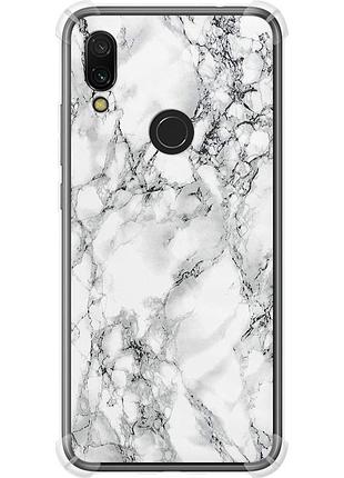 Чехол силикон с усиленными углами на телефон xiaomi redmi 7 мрамор белый "4480sp-1669-58250"