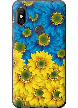 Чехол силиконовый патриотический на телефон xiaomi redmi note 6 pro жёлто-голубые цветы "1048u-1551-58250"