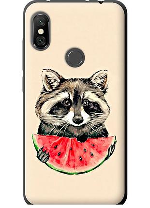 Чехол tpu на телефон xiaomi redmi note 6 pro енотик с арбузом "4605b-1551-58250"