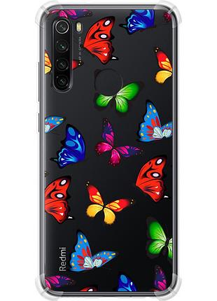 Чохол силіконовий протиударний с посиленими кутами на телефон xiaomi redmi note 8 барвисті метелики "4761sp-1787-58250"