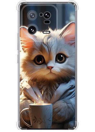 Чохол силіконовий протиударний с посиленими кутами на телефон xiaomi 13 pro білий кіт "5646sp-2959-58250"