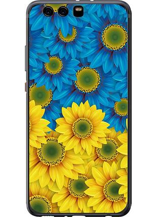 Чехол силиконовый патриотический на телефон huawei p10 plus жёлто-голубые цветы "1048u-963-58250"