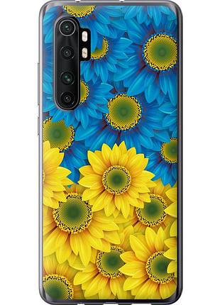 Чохол 2d пластиковий патріотичний на телефон xiaomi mi note 10 lite жовто-блакитні квіти "1048t-1937-58250"