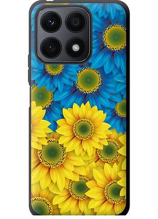 Чохол tpu патріотичний на телефон huawei honor x8a жовто-блакитні квіти "1048b-2963-58250"