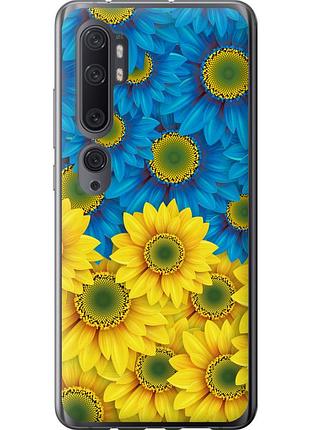 Чохол силіконовий патріотичний на телефон xiaomi mi note 10 жовто-блакитні квіти "1048u-1820-58250"