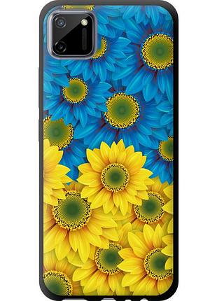 Чехол tpu патриотический на телефон realme c11 2020 жёлто-голубые цветы "1048b-2031-58250"