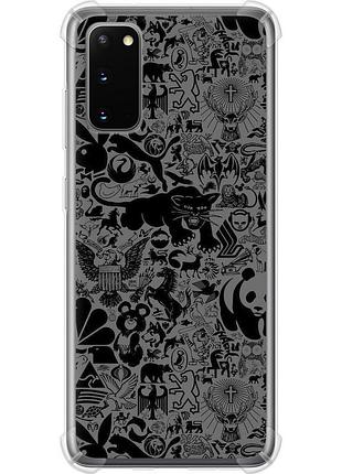 Чохол силіконовий протиударний с посиленими кутами на телефон samsung galaxy s20 чорно-сірий стікер бомбінг "2432sp-1824-58250"