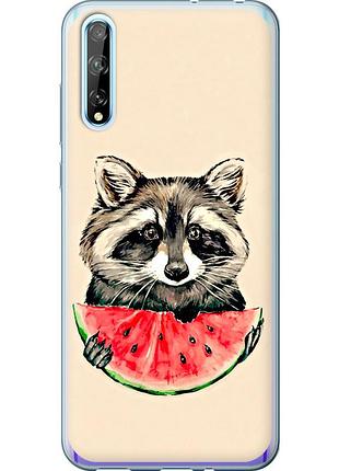 Чехол 2d пластиковый на телефон huawei p smart s енотик с арбузом "4605t-1813-58250"