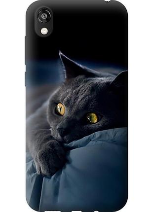 Чехол 2d пластиковый на телефон huawei honor 8s дымчатый кот "825t-1679-58250"