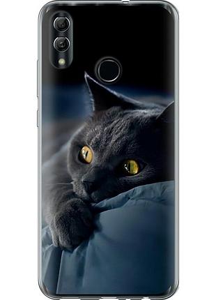 Чехол силиконовый на телефон huawei honor 10 lite дымчатый кот "825u-1618-58250"
