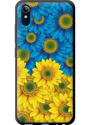 Чехол tpu патриотический на телефон vivo y91c жёлто-голубые цветы "1048b-1762-58250"