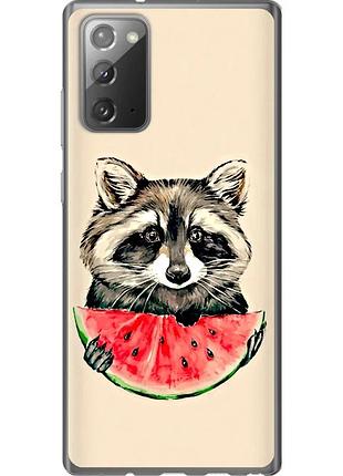 Чехол 2d пластиковый на телефон samsung galaxy note 20 енотик с арбузом "4605t-2036-58250"