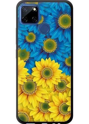 Чехол tpu патриотический на телефон realme c12 жёлто-голубые цветы "1048b-2240-58250"