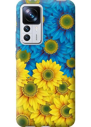 Чехол силиконовый патриотический на телефон xiaomi 12t жёлто-голубые цветы "1048u-3332-58250"