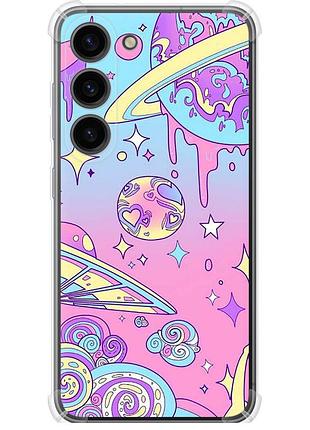 Чехол силикон с усиленными углами на телефон samsung galaxy s23 розовая галактика "4146sp-2907-58250"