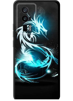 Чохол tpu на телефон xiaomi poco f5 pro 5g біло-блакитний вогненний дракон "113b-3193-58250"