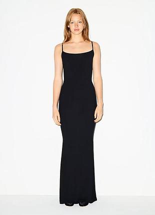 Довга сукня skims soft lounge dress чорна