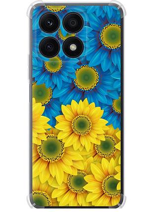 Чехол силикон с усиленными углами патриотический на телефон huawei honor x8a жёлто-голубые цветы "1048sp-2963-58250"