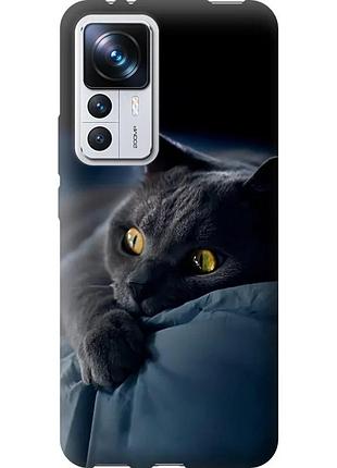 Чехол силиконовый на телефон xiaomi 12t pro дымчатый кот "825u-2869-58250"
